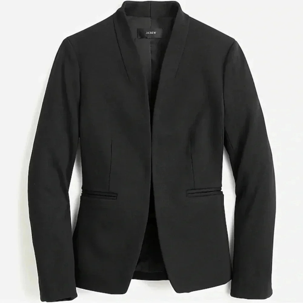 J. Crew 365 Black Stretch Twill Open‎ Front Going Out Blazer Sz 4